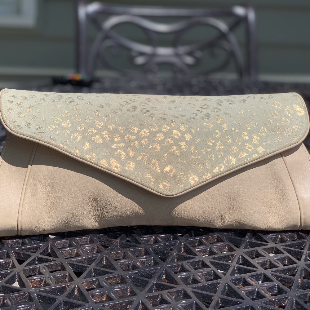 SEE by CHLOE blush pink leopard large clutch